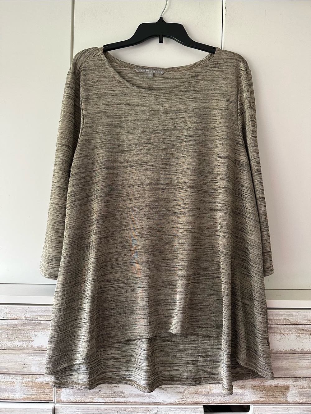 ✨ Valerie Stevens Marled Hi-Low Swing Tunic Top Long Sleeve XL